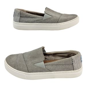 Toms womens Size 8 gray canvas Loafer shoes slide on comfort walking